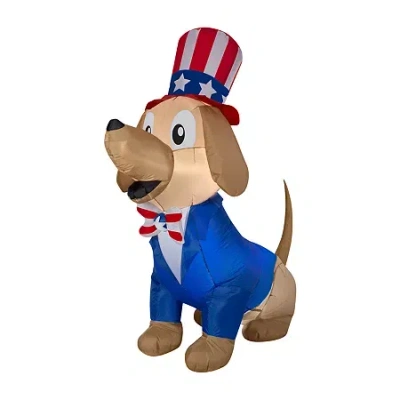 National Tree Co . 60in Airblown Patriotic Pooch Christmas Porch Sign In Blue