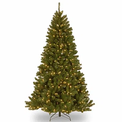 National Tree Co 7.5 Feet North Valey Spruce Hinged Pre-lit Christmas Tree In Green