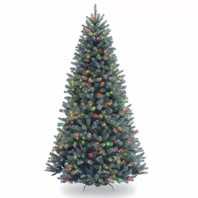 National Tree Co 7.5 Feet North Valley Spruce Blue Hinged Pre-lit Christmas Tree