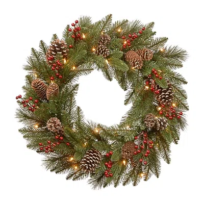 National Tree Co . Bristle Berry Wreath In Green