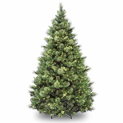 National Tree Co . Carolina Pine Hinged 7 1/2 Foot Pre-lit Pine Christmas Tree In Green