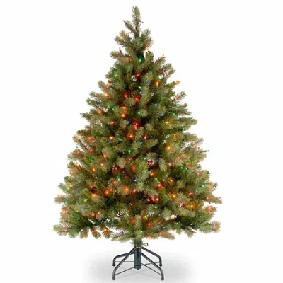 National Tree Co . Downswept Douglas Fir Hinged 4 1/2 Foot Pre-lit Fir Christmas Tree In Green