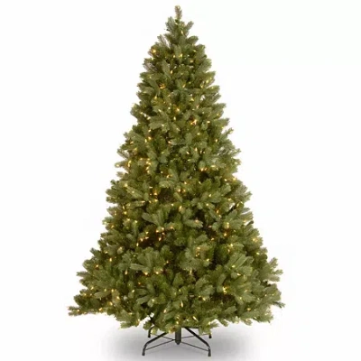 National Tree Co . Downswept Douglas Fir Hinged 7 1/2 Foot Pre-lit Fir Christmas Tree In Green