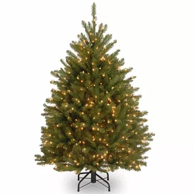 National Tree Co . Dunhill Fir Hinged 4 1/2 Foot Pre-lit Fir Christmas Tree In Green