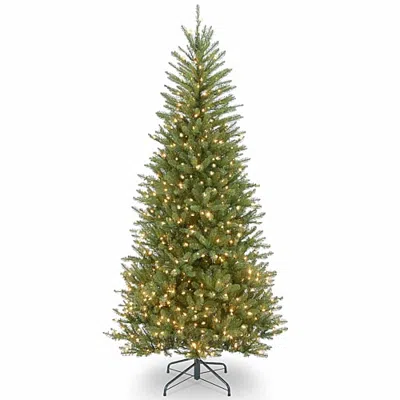 National Tree Co . Dunhill Slim Fir Hinged 7 1/2 Foot Pre-lit Fir Christmas Tree In Green