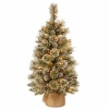 National Tree Co . Glittery Bristle Pine 3 Foot Pre-lit Flocked Pine Christmas Tree In Green