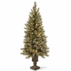 National Tree Co . Glittery Bristle Pine Entrance 4 Foot Pre-lit Flocked Pine Christmas Tree In Green