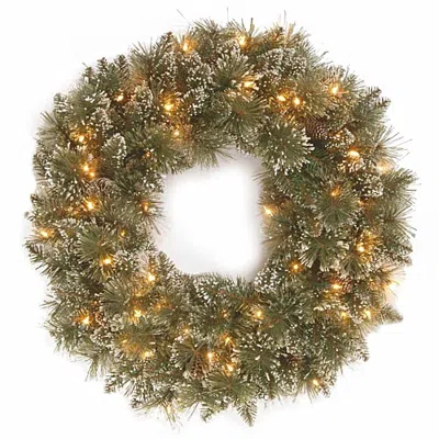 National Tree Co . Glittery Bristle Pine Wreath In Green