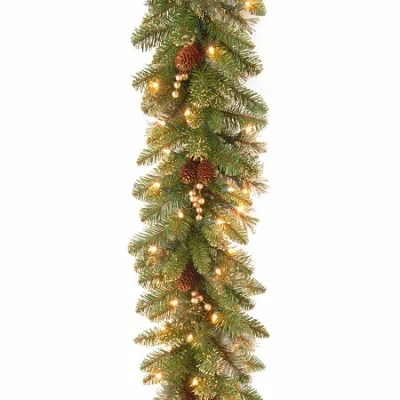 National Tree Co . Glittery Gold Pine Christmas Indoor Outdoor Garland In Green