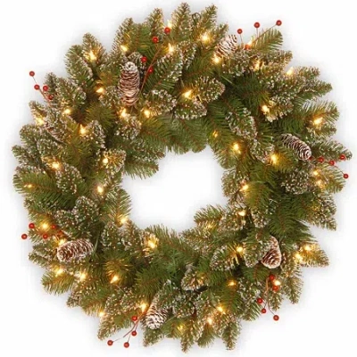 National Tree Co . Glittery Mountain Spruce Wreath In Green