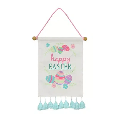 National Tree Co . Happy Easter With Eggs Banner Wall Sign In White