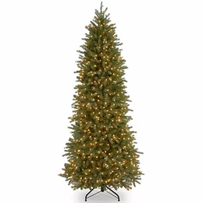 National Tree Co . Jersey Fraser Pencil Slim 7 1/2 Foot Pre-lit Fir Christmas Tree In Green