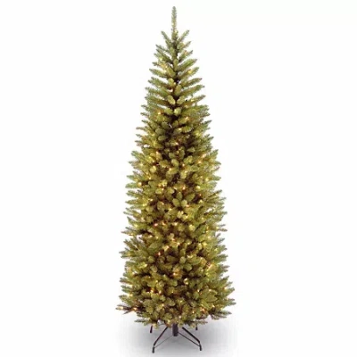 National Tree Co . Kingswood Fir Hinged Pencil 6 1/2 Foot Pre-lit Fir Christmas Tree In Green