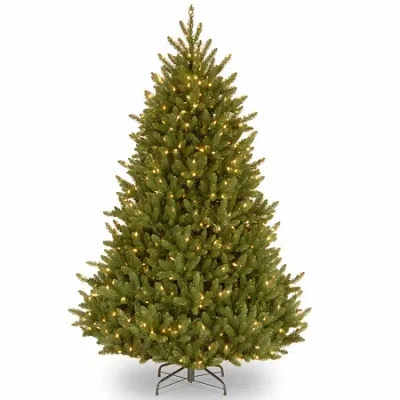 National Tree Co . Natural Fraser Fir Hinged 7 1/2 Foot Pre-lit Fir Christmas Tree In Green