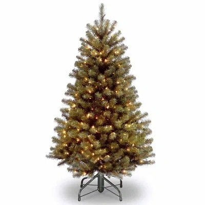 National Tree Co . North Valley Spruce Hinged 4 1/2 Foot Pre-lit Spruce Christmas Tree In Green
