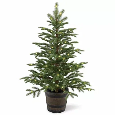National Tree Co . Norwegian Spruce Wiskey Barrel 4 Foot Pre-lit Spruce Christmas Tree In Green