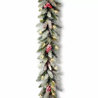 National Tree Co . Snow Splashed Dunhill Fir Christmas Indoor Outdoor Garland In Green