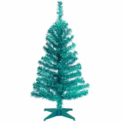 National Tree Co . Turquoise Tinsel 3 Foot Christmas Tree In Blue