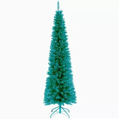 National Tree Co . Turquoise Tinsel 6 Foot Christmas Tree In White