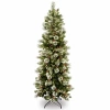 National Tree Co . Wintry Pine Slim 7 1/2 Foot Pre-lit Flocked Pine Christmas Tree In Green