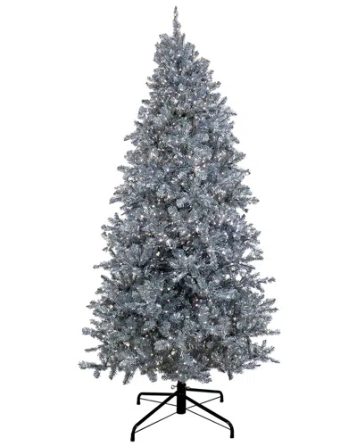 National Tree Company 10ft Pre-lit Christmas Matte Metallic Tree In Silver