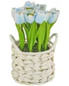 National Tree Company 10in Blue Tulip Bouquet In Metal Pot In Blue