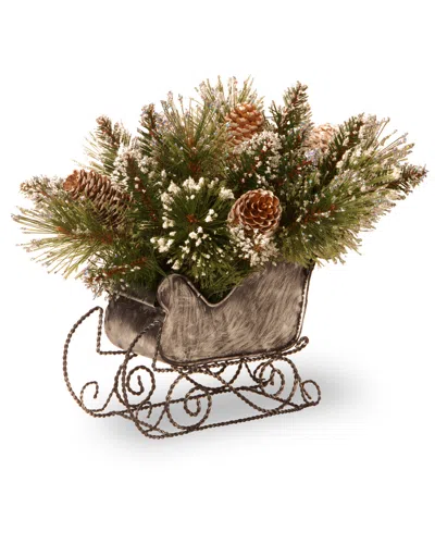 National Tree Company 10in Glittery Bristle Pine Sleigh