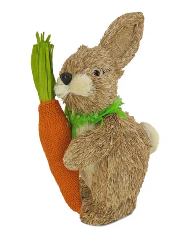 National Tree Company 12" Easter Bunny With Carrot In Brown