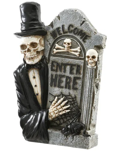 National Tree Company 12 Skeleton Holding Tombstone In Black