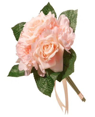 National Tree Company 12.2 Peach Rose And Peony Bundle In Pink