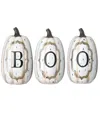 National Tree Company 13" White Pumpkin Boo Sign Decoration, Halloween Collection In White