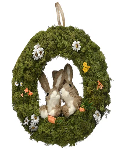 National Tree Company 15" Wreath With Rabbits In Green