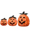 National Tree Company 15" Pre-lit Jack-o-lantern Trio, Set Of 3 In Orange