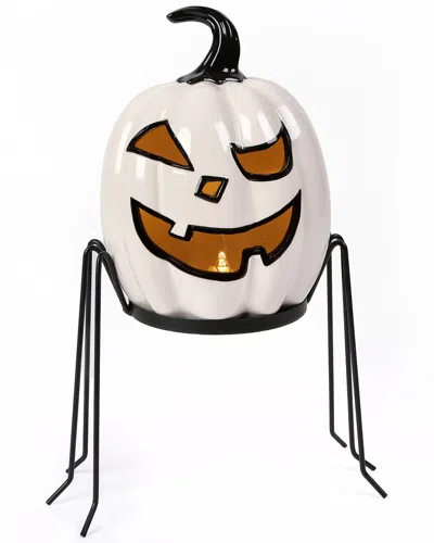 National Tree Company 15in Pre-lit Ghost Pumpkin In Stand In White