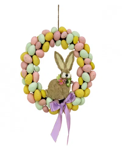 National Tree Company 16" Egg Wreath With Bunny Center In Yellow