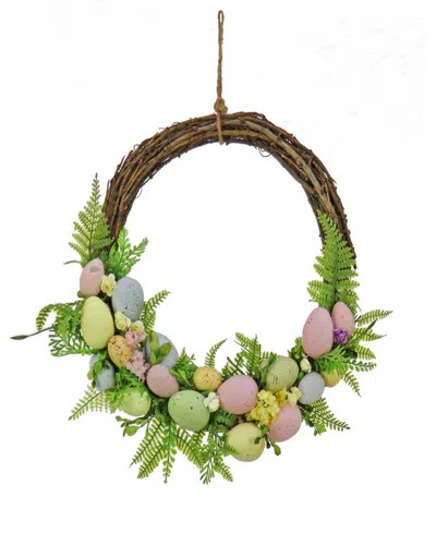National Tree Company 16" Eggs And Ferns Wreath In Green