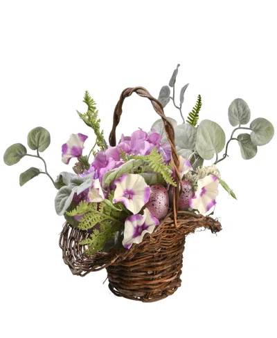 National Tree Company 16" Spring Decorated Basket In Purple