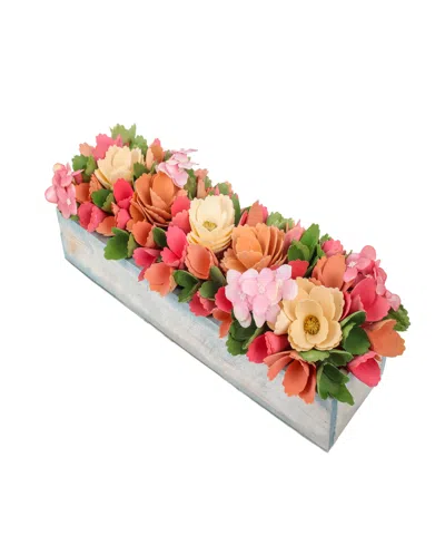 National Tree Company 16" Spring Multicolor Floral Window Box In Pink
