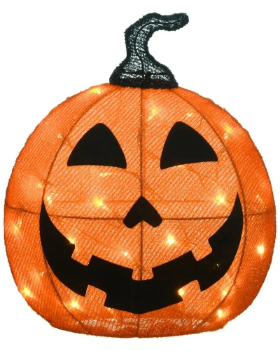 National Tree Company 16" Pre-lit Happy Jack-o-lantern In Orange