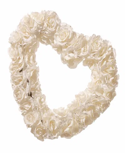 National Tree Company 17" Rose Heart Wreath In White