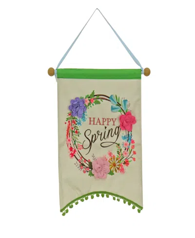 National Tree Company 18" Happy Spring Banner In White