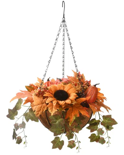 National Tree Company 18 Harvest Hanging Basket With Ivy In Orange