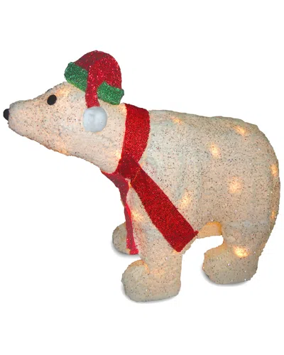 National Tree Company 18.5in White Flannel 3d Polar Bear Decor In Multi