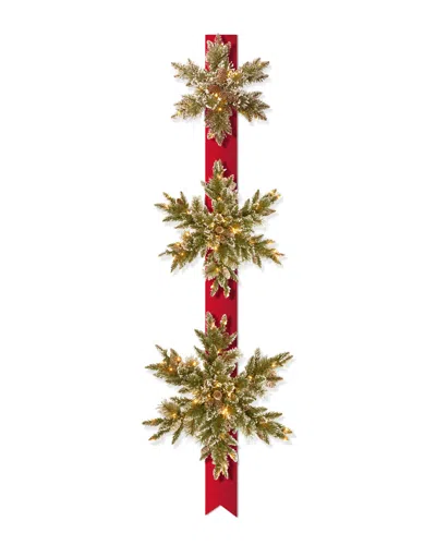 National Tree Company 18in, 22in, & 26in Triple Snowflake Door Decor Piece With 100 Warm White Batte