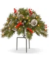 National Tree Company 18in Frosted Berry Urn Filler With 35 Warm White Battery Operated Led Lights W