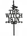 National Tree Company 18in Halloween The Witch Is In Wreath Hanger In Black