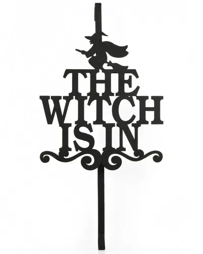 National Tree Company 18in Halloween The Witch Is In Wreath Hanger In Black