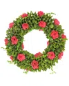 National Tree Company 18in Hot Pink Spring Floral Wreath In Pink