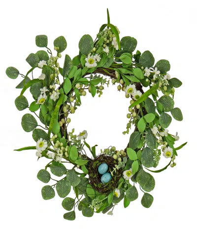 National Tree Company 20 Daisies And Berries Wreath In Green