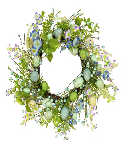 National Tree Company 20" Flowering Easter Wreath In Blue